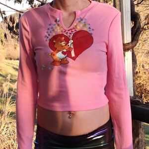 Care Bears Pink Long Sleeve Tee with Heart Design